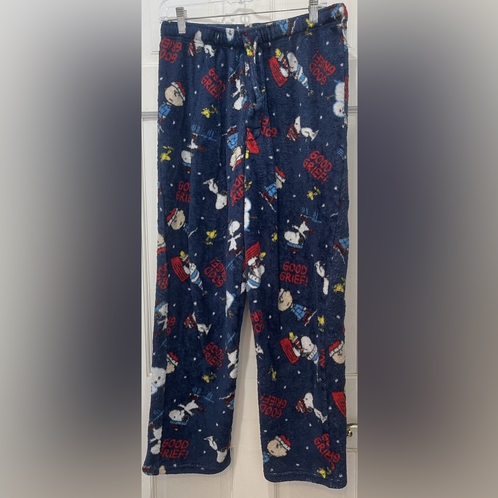 Peanuts Blue “Good Grief” Fleece Lounge Pants Men’s Size Medium